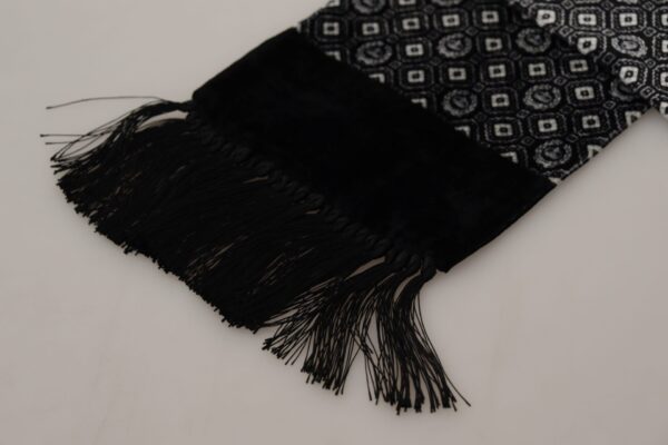 Dolce & Gabbana Elegant Black Geometric Silk Blend Scarf - Image 4