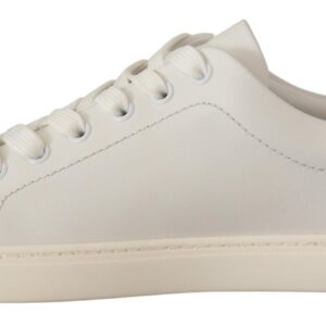 Dolce & Gabbana Elegant White Leather Low-Top Sneakers