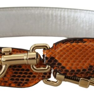 Dolce & Gabbana Chic Orange Leather Bag Strap with Gold-Tone Clasps