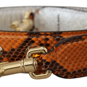 Dolce & Gabbana Chic Orange Leather Bag Strap with Gold-Tone Clasps