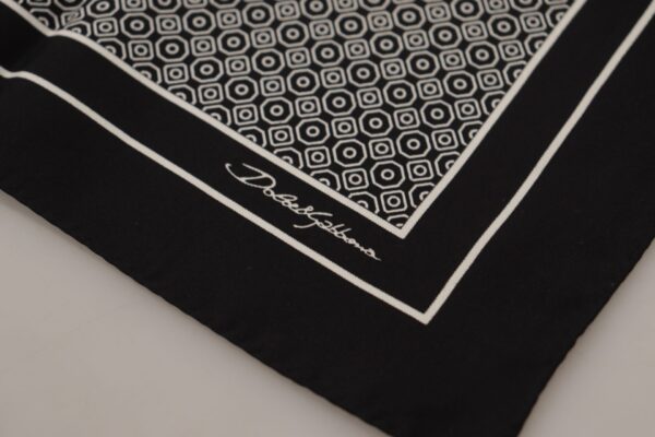 Dolce & Gabbana Elegant Black Silk Geometric Scarf for Men - Image 2