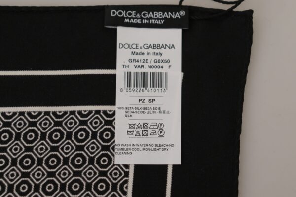 Dolce & Gabbana Elegant Black Silk Geometric Scarf for Men - Image 4