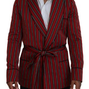 Dolce & Gabbana Elegant Red Striped Long Robe Luxury Wear