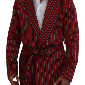 Dolce & Gabbana Elegant Red Striped Long Robe Luxury Wear