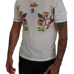 Dolce & Gabbana Elegant White Cotton-Silk Blend Tee