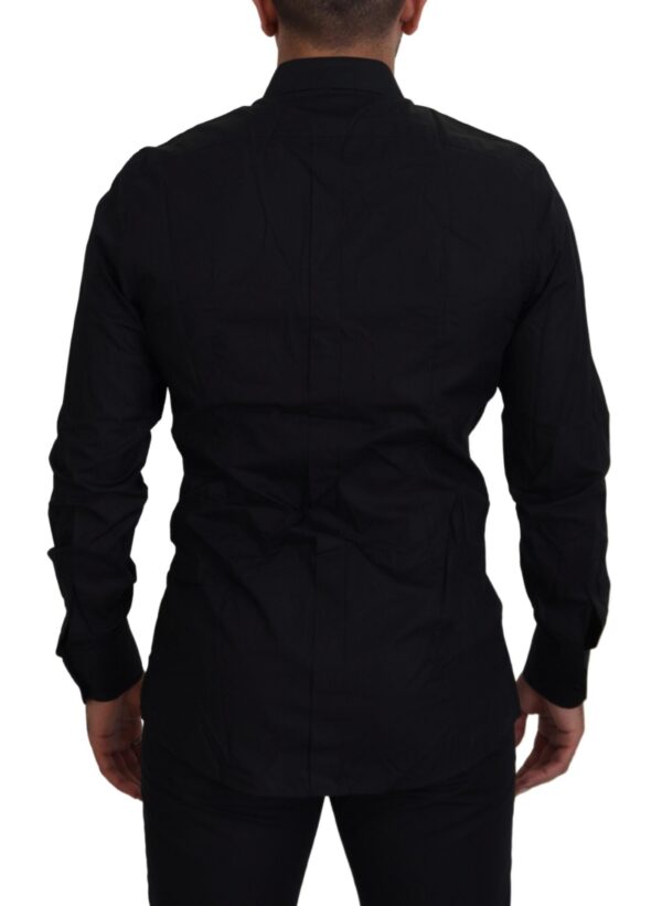 Dolce & Gabbana Elegant Black Slim Fit Dress Shirt with Crown Embroidery - Image 2