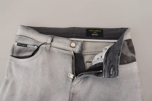 Dolce & Gabbana Elegant Gray Washed Cotton Blend Pants - Image 4