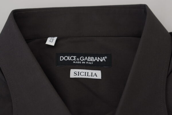 Dolce & Gabbana Elegant Gray Sicilia Slim Fit Dress Shirt - Image 7