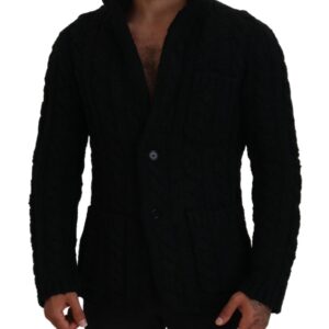 Dolce & Gabbana Elegant Black Wool-Cashmere Blend Cardigan