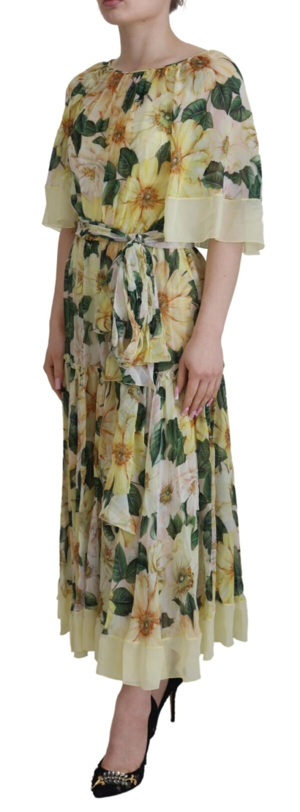 Dolce & Gabbana Floral Silk Pleated Maxi Dress - Image 2