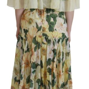 Dolce & Gabbana Floral Silk Pleated Maxi Dress