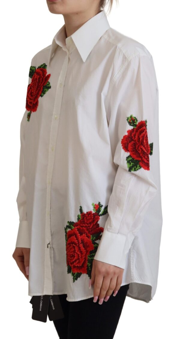 Dolce & Gabbana Elegant Floral Embroidered Silk Blend Shirt - Image 2