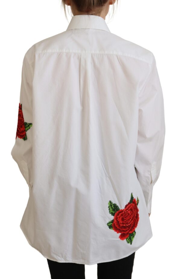 Dolce & Gabbana Elegant Floral Embroidered Silk Blend Shirt - Image 3