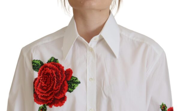 Dolce & Gabbana Elegant Floral Embroidered Silk Blend Shirt - Image 4