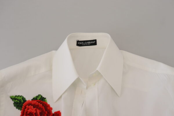 Dolce & Gabbana Elegant Floral Embroidered Silk Blend Shirt - Image 5