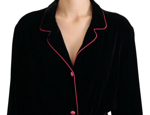 Dolce & Gabbana Elegant Black Silk-Blend Jacket with Waist Belt - Image 4