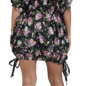 Dolce & Gabbana Elegant Floral Mini Dress with Logo Detail