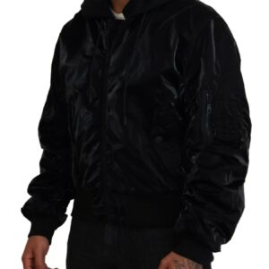 Dolce & Gabbana Elegant Black Bomber Hooded Jacket