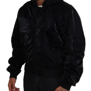 Dolce & Gabbana Elegant Black Bomber Hooded Jacket