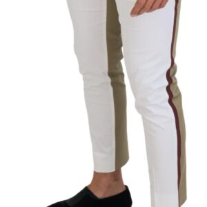 Dolce & Gabbana Two-Tone White & Brown Chic Cotton Pants