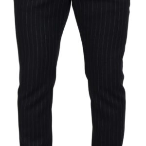 Dolce & Gabbana Elegant Black Striped Wool Blend Trousers