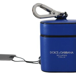 Dolce & Gabbana Elegant Blue Leather Airpods Case