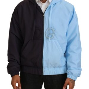 Dolce & Gabbana Elegant Hooded Blue Jacket – Full Zipper Closure