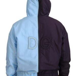 Dolce & Gabbana Elegant Hooded Blue Jacket – Full Zipper Closure