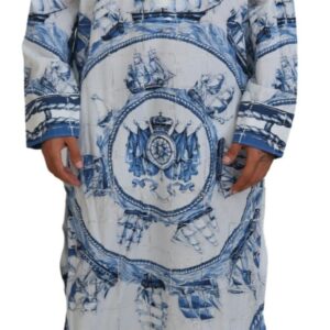 Dolce & Gabbana Majestic Blue Cotton-Silk Thobe Robe