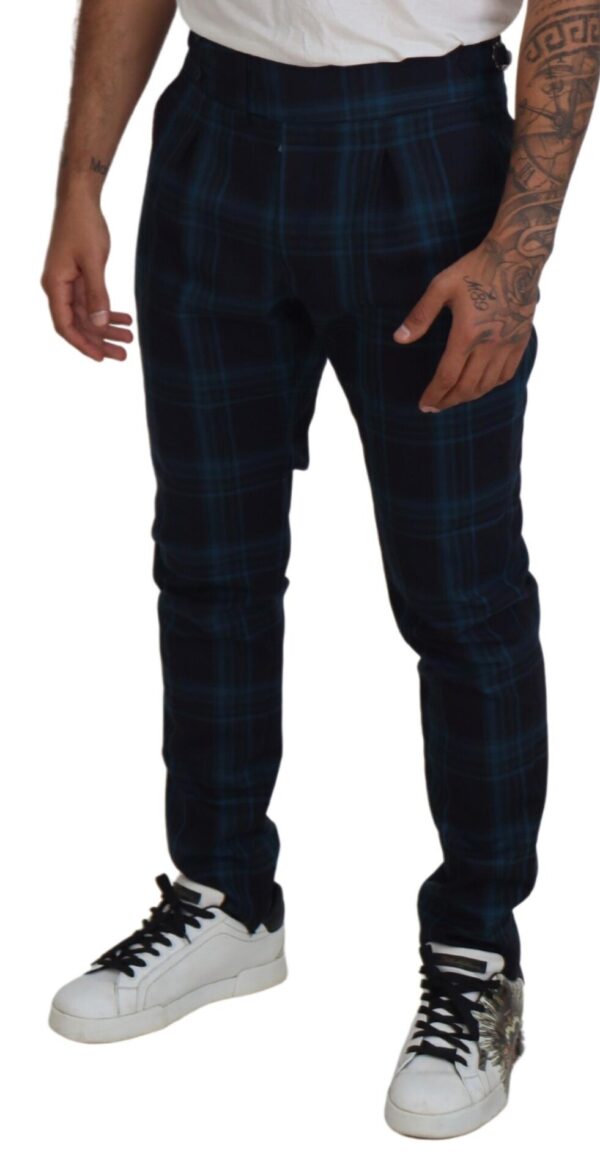 Dolce & Gabbana Elegant Plaid Wool Dress Pants - Image 4