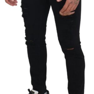 Dolce & Gabbana Svelte Black Tattered Slim Fit Denim