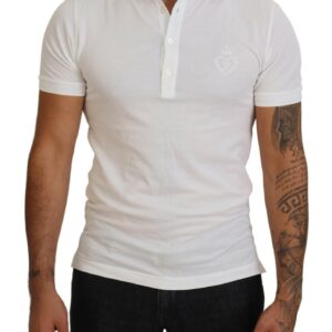 Dolce & Gabbana Elegant White Cotton Blend Polo