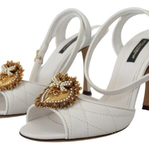 Dolce & Gabbana Devotion Embellished White Leather Stilettos