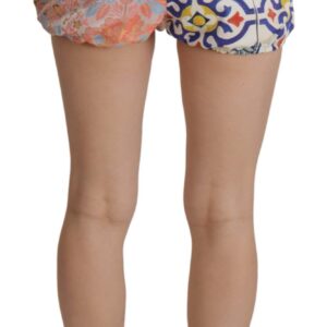 Dolce & Gabbana Multicolor Majolica High-Waist Jacquard Shorts