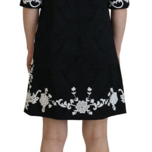 Dolce & Gabbana Elegant Black A-Line Mini Dress with Lace Trim