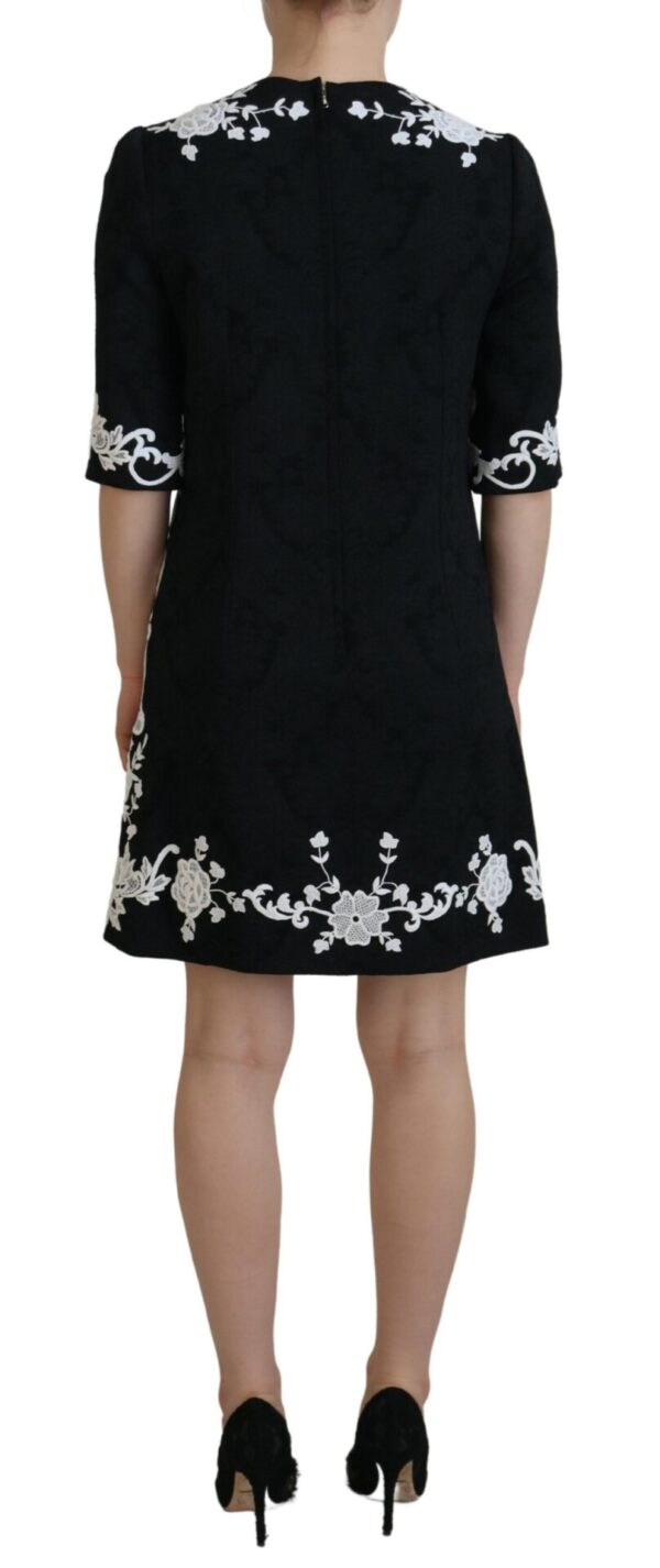 Dolce & Gabbana Elegant Black A-Line Mini Dress with Lace Trim - Image 3