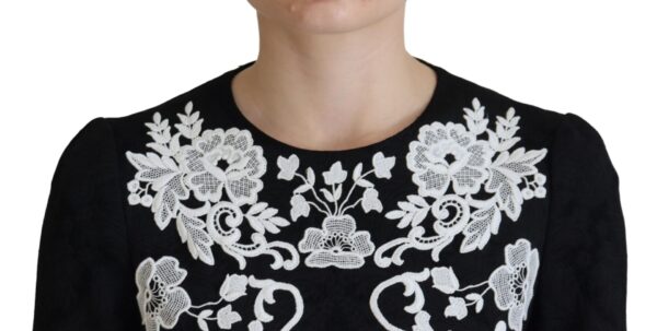 Dolce & Gabbana Elegant Black A-Line Mini Dress with Lace Trim - Image 4