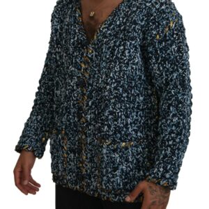 Dolce & Gabbana Elegant Blue V-Neck Cardigan Sweater