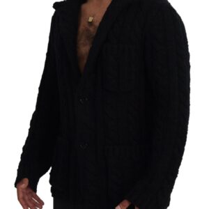 Dolce & Gabbana Elegant Black Wool-Cashmere Cardigan Sweater