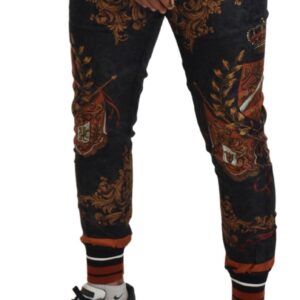 Dolce & Gabbana Baroque Crown Silk Sweatpants