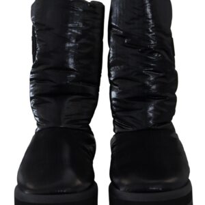 Dolce & Gabbana Elegant Mid-Calf Boots in Black Polyester