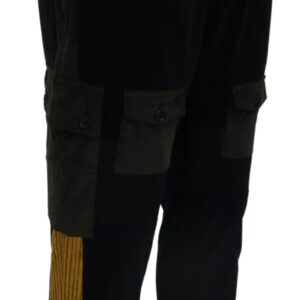 Dolce & Gabbana Elegant Black Tapered Trousers with Yellow Accent