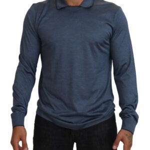 Dolce & Gabbana Elegant Silk Blue Pullover Sweater