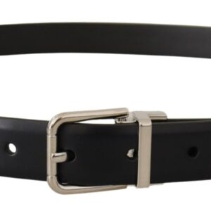 Dolce & Gabbana Elegant Black Leather Belt with Metal Buckle