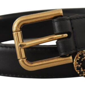 Dolce & Gabbana Elegant Black Leather Logo Belt