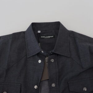 Dolce & Gabbana Elegant Gray Cotton Collared Shirt