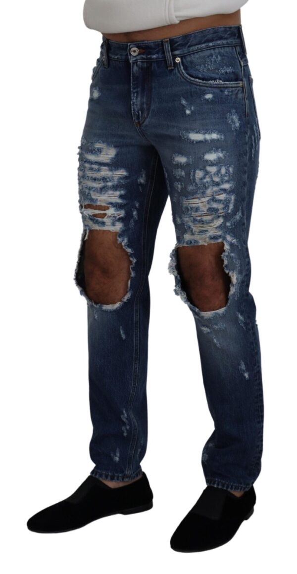 Dolce & Gabbana Chic Tattered Denim Pants for the Modern Man - Image 2