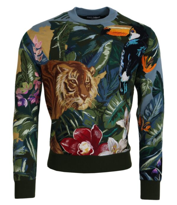 Dolce & Gabbana Jungle Embroidered Wool-Silk Sweater - Image 3