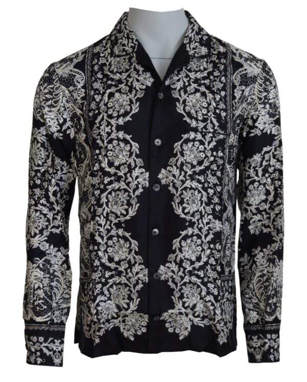 Dolce & Gabbana Elegant Satin Floral Baroque Shirt - Image 5