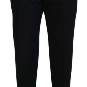 Dolce & Gabbana Sleek Black Italian Designer Pants with Side Buckle